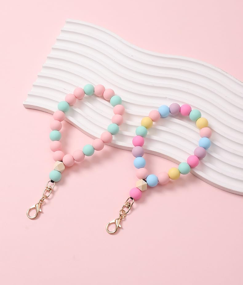 Bloomish Silicone Phone Wrist Strap with Cute Bear Charm - Anti-Loss Hand Strap Lanyard for iPhone & Android - Soft, Durable & Stylish Mobile Phone Accessory - color: Pink/Green