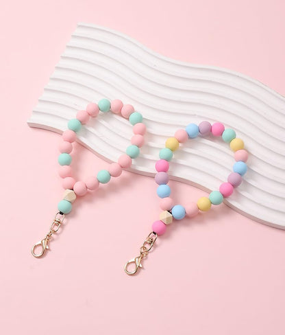 Bloomish Silicone Phone Wrist Strap with Cute Bear Charm - Anti-Loss Hand Strap Lanyard for iPhone & Android - Soft, Durable & Stylish Mobile Phone Accessory - color: Pink/Green
