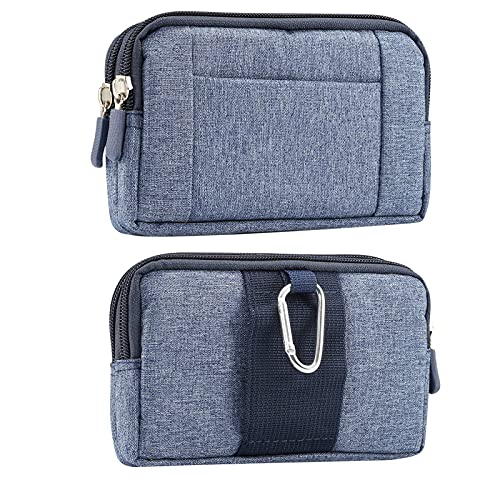 Men's Mobile Phone Holster with Belt Clip, Cell Phone Belt Clip Bag, Zipper Smartphone Waist Bag Mobile Phone Holster Belt Pouch Fanny Pack Wallet with Carabiner Belt Loop for Outdoor Sport Travel - color: Blue