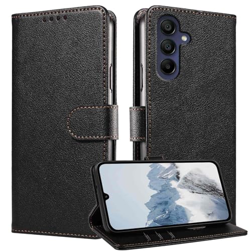 for Galaxy A17/A16 5G Phone Case Wallet RFID Blocking (Black) | Premium PU leather, card holder/cash slots, protective flip cover for Samsung Galaxy A17/A16, magnetic closure, kickstand - color: Black