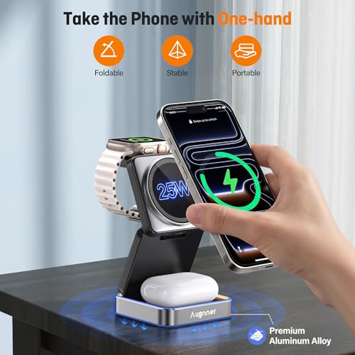 25W Fast Wireless Charging Station, Travel Charger for iPhone 18 Pro Max - color: BLACK