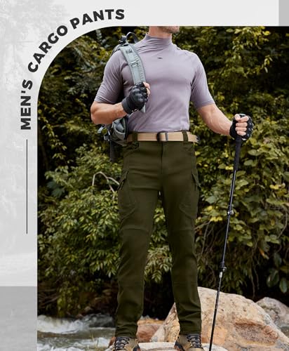 Susclude Men's Cargo Tactical Pants Breathable Ripstop Work Hiking Trousers - color: Army Green, size: 34W x 30L