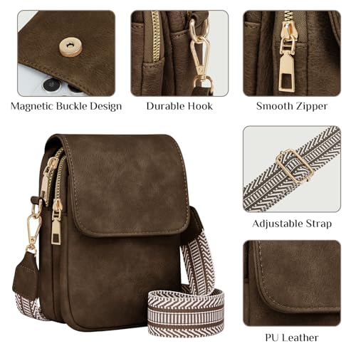 Fashion Small Crossbody Bags for Women Trendy Designer Cell Phone Purses | Adjustable Straps,with Card Holder,Detachable Wristlet Strap,small Cross Body Bag for Woman,Mini Bags,Travel Purse,Work,Gym - color: Coffee