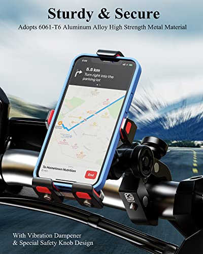 BRCOVAN Anti-Theft Metal Motorcycle Phone Mount with Vibration Dampener