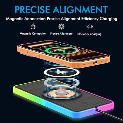Magnetic Wireless Charger for iPhone 17/16/15/14/13/12 Series, Fast Wireless Charging Pad with Extension Cable, Portable Mag Safe Compatible Charger for Car, Desk & Travel, USB Magnetic Phone Charger