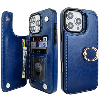 ONETOP for iPhone 16 Pro Max Wallet Case with Credit Card Holder,Blue - color: Blue