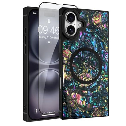 AIGOMARA Magnetic Rectangle for iPhone 16 Plus Case, Abalone Shell - color: Abalone, size: iPhone 16 Plus