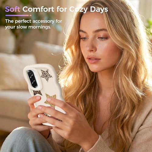 for Galaxy A36 Phone Case, Wavy Soft TPU, White-Leopard Star | Wavy Frame Design, Soft Slim TPU, Full Camera Lens Protection, Shockproof Phone Cover - color: White-Leopard Star, size: Samsung A36