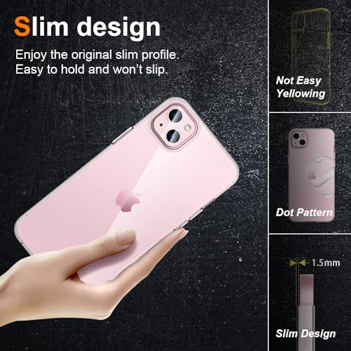 Silicone Clear for iPhone 15 Case,Ultra Thin with Comfort Grip | Soft Slim-Fit TPU iPhone 15 Phone Cover,Non-Slip,Shockproof Protection,Scrath-Resistant - size: iPhone 15 case