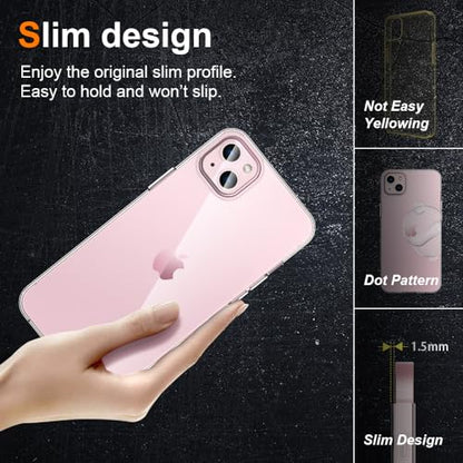 Silicone Clear for iPhone 15 Case,Ultra Thin with Comfort Grip | Soft Slim-Fit TPU iPhone 15 Phone Cover,Non-Slip,Shockproof Protection,Scrath-Resistant - size: iPhone 15 case