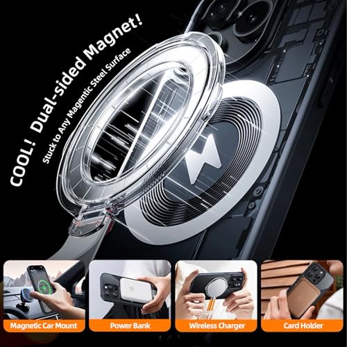 Magnetic Phone Grip with Silicone Strap, 2-in-1 Magnetic Ring Holder Stand, Compatible with Apple iPhone 16/15/14/13/12 Series, Suitable for MagSafe, Video Watching & Office Use (Silver)