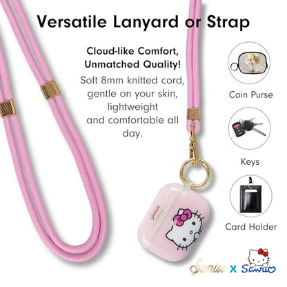 Sonix x Sanrio | Crossbody Phone Strap with Charms | Adjustable, Universal Cell Phone Rope Strap Lanyard | Pink Cord | Hello Kitty Pink Bows - color: Hello Kitty Pink Bows