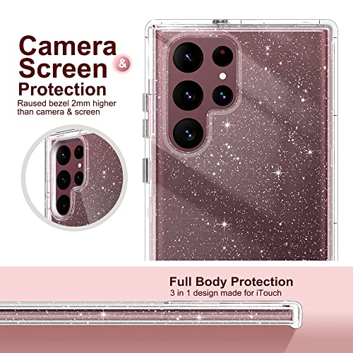ULAK Compatible with Galaxy S22 Ultra 5G Case Heavy Duty, Clear Glitter | Shockproof Hybrid Soft TPU Bumper Drop Protection Transparent Phone Case for Galaxy S22 Ultra 5G 6.8 inch - color: Clear Glitter