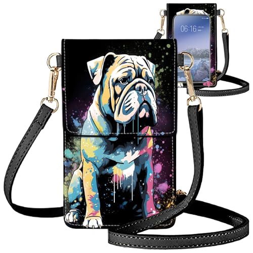 for Women Cell Phone Purse,with Touchscreen Cell Phone Purse,PU Leather Shoulder Bag Waterproof Phone Wallet Case with Clear Touch Screen Window up to 6.7 inch Smartphone, - color: Colorful Cute Dog -242