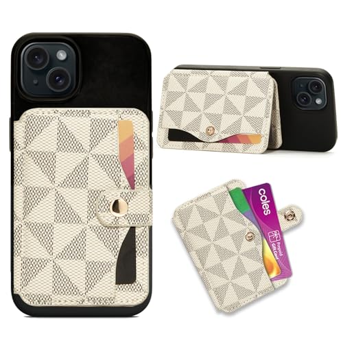 M-Plateau Phone Wallet Stick on for Cases, Sticky Wallet for Back of Phone - color: off White