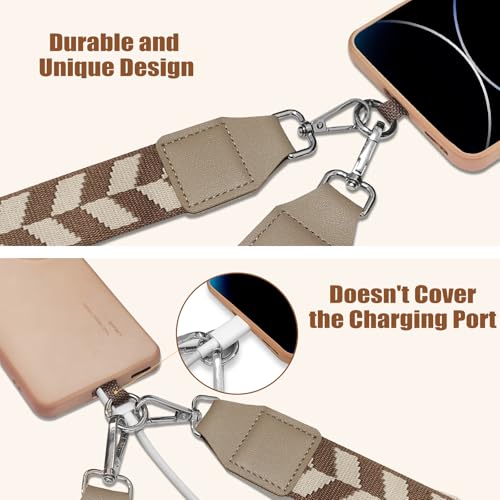 Cell Phone Lanyard with Wallet - Anti-Theft Crossbody Adjustable Phone Strap for Most Smartphones, for Men & Women - color: Khaki