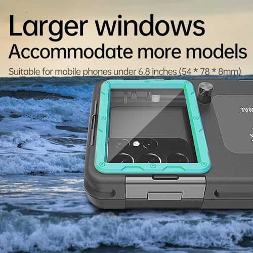 Hllhunkhe Universal Underwater Phone Case for Snorkeling, Professional Diving Waterproof Phone Case for iPhone 7-17 Pro/Pro Max/Plus/Mini, Galaxy S10-S25 Ultra/Plus and Most Phones,Black/Teal - color: Black/Teal