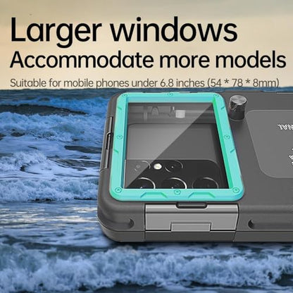 Hllhunkhe Universal Underwater Phone Case for Snorkeling, Professional Diving Waterproof Phone Case for iPhone 7-17 Pro/Pro Max/Plus/Mini, Galaxy S10-S25 Ultra/Plus and Most Phones,Black/Teal - color: Black/Teal