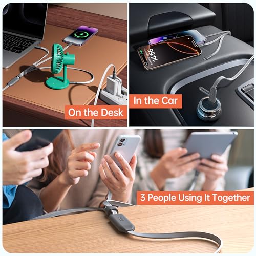 pzoz 100W USB C & USB A Fast Charging Cable, 3-in-1 Multi Charging Cable