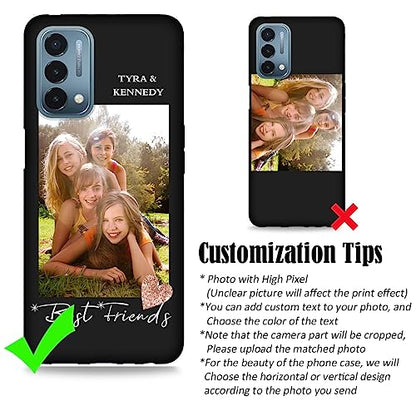 Custom Photo Phone Case for OnePlus Nord N200 5G with Personalized Picture Text Logo Name - Slim Soft Black Silicon Protective N 200 5 G Cover 6.5 Inch Unique Niche Gift for Best Friends - color: Black 06 - Best Friends, 1 Photo Name