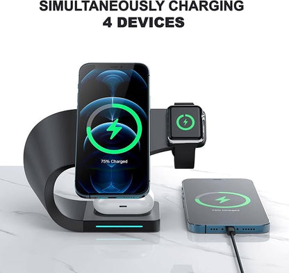 3 in 1 Wireless Charging Station Compatible with iPhone, Galaxy Phone, Earbuds and smartwatch