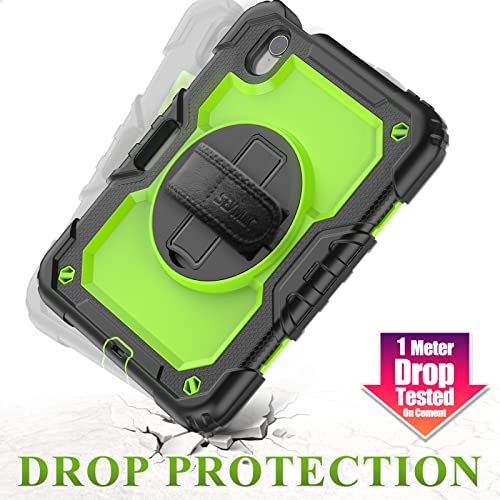 SEYMAC stock Case for iPad mini 7 (A17 Pro) 2024/ Mini 6 8.3'' with Screen Protector Pencil Holder [360 Rotating Hand Strap] &Stand, Drop-Proof Case for iPad mini 7th/6th Generation 8.3", Green+Black - color: Green+Black