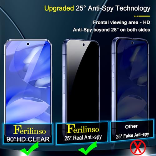 Ferilinso Privacy Screen Protector for Google Pixel 9A, Tempered Glass - size: Google Pixel 9A
