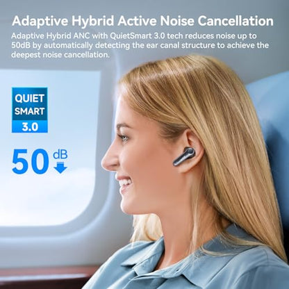 EarFun Air Pro 4 Adaptive Hybrid Noise Canceling Wireless Earbuds, Qualcomm Snapdragon Sound, aptX™ Lossless, 6 Mics AI CVC 8.0 Call, LDAC Hi-Res Audio, 52H Playtime, Bluetooth 5.4, in-Ear Detection - color: Black