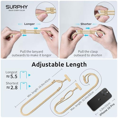 SURPHY Phone Lanyard Crossbody, Phone Strap Crossbody with 2 Tether Tabs - color: Khaki