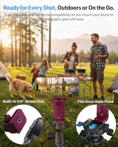 OMOTON TP02-Pro 5 in 1 Magnetic Phone Holder for Vlogging Essentials, Red - color: Red