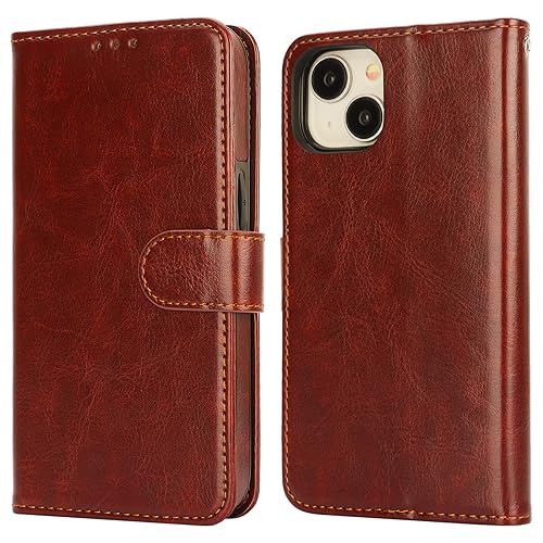Bocasal Detachable Wallet Case Card Holder for iPhone 15, Brown | RFID Blocking Kickstand Card Slots Holder PU Leather Magnetic Shockproof Wrist Strap Removable Flip Protective Cover 6.1 inch - color: Brown