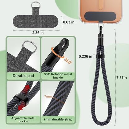 SHANSHUI Phone Lanyard, 4 Pack Adjustable Cell Phone Strap, Hand Wrist Strap Lanyard with 4 Pack Tether Tabs for Smartphones-Black Dark Gray - color: 2black 2dark Gray
