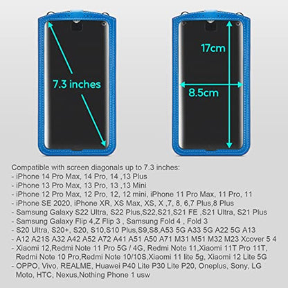 Small Crossbody Bag Cell Phone Purse for Women Men Leather Mini Shoulder Bag Wallet Case with Card Holder Slot Necklace Lanyard for All Phones iPhone Samsung Google up to 7.3" Blue - color: Blue