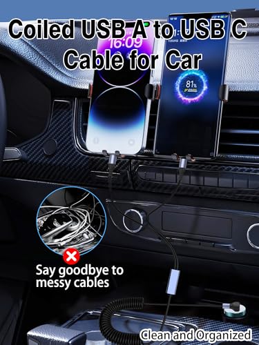 YACSEJAO 66W 90 Degree USB A to Multi USB C Spring Charging Cable, 6FT - style: USB A to 2 USB Type-C