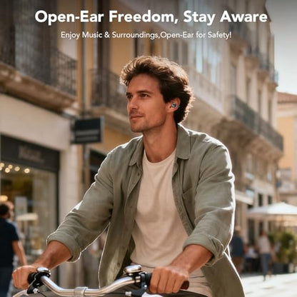 Clip on Earbuds Open Ear Wireless Bluetooth 5.4 Headphones with Noise Cancelling Mic, 48H Playtime Ear Buds,IP68 Waterproof, Comfortable for Small Ears (Light Black)