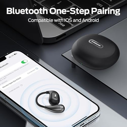 Monster Open Ear AC210 Headphones, Bluetooth 5.4 Earphones Stereo Sound, Wireless Headphones 30 Hours Playback, Type-C Charging, IPX5 Waterproof Open Ear Earbuds,Black