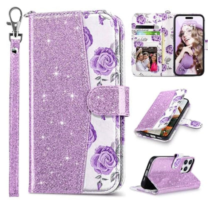 ULAK Compatible with iPhone 15 Pro Wallet Case with Card Holder, Purple | Flip PU Leather Kickstand RFID Blocking Design Cover Wrist Strap Shockproof Phone Case for iPhone 15 Pro 6.1 inch - color: Purple, size: iPhone 15 Pro - 6.1 inch
