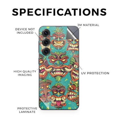 Glossy Glitter Phone Skin Compatible with Samsung Galaxy S25 - Crazy Tikis - Premium 3M Vinyl Protective Wrap Decal Cover - Easy to Apply | Crafted in The USA by MightySkins - color: Crazy Tikis, size: Galaxy S25 (Full Wrap), style: Glossy Glitter Finish