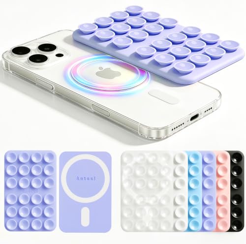Anteel Magnetic Suction Phone Mount Compatible with MagSafe Case, Removable Silicone Grip Phone Holder for iPhone 14/15/16/17, Hands-Free Selfie/Video for TikTok Creator/Influencer (Lavender) - color: Lavender