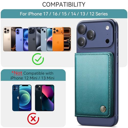 Defencase for Magsafe Wallet Magnetic Card Holder RFID Blocking, Blue Green - color: Fashion Blue Green