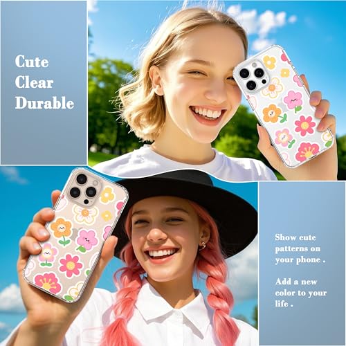 IAIYOXI Clear Case for iPhone 16, [Crystal Clear Military-Grade Drop Protection], Non-Yellowing, Slim Lightweight Transparent TPU Bumper Phone Case Cover Design - Flower Stickers - color: Flower Stickers, size: iPhone 16