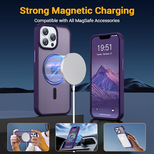 for iPhone 13 Pro Max Case, Compatible with Magsafe, Anti-Yellowing, Military-Grade Protection, Shockproof Slim Magnetic Phone Case Cover, Dark Purple - color: Dark Purple, size: iPhone 13 Pro Max