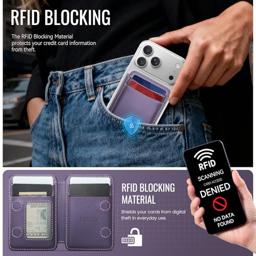 for Magsafe Wallet Magnetic RFID Blocking Card Holders, Purple - color: Purple