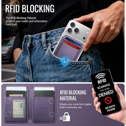 for Magsafe Wallet Magnetic RFID Blocking Card Holders, Purple - color: Purple