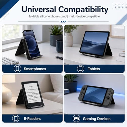 Flexible Silicone Phone Holder,Foldable Silicone Phone Holder,Flexible Phone Stand,Adjustable Foldable Holder for Phones Tablets Laptops, Portable Tablet Stand(Black)