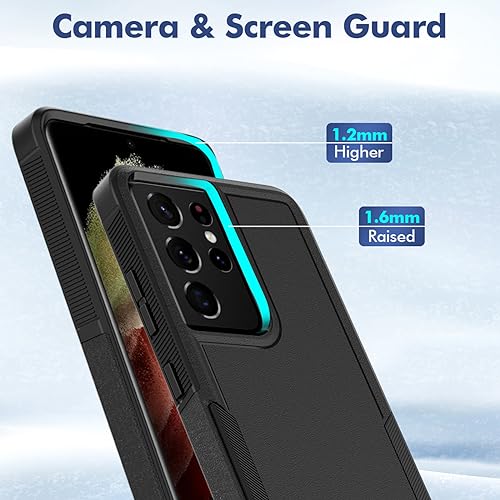 for Samsung Galaxy S24 Ultra Case: Dual Layer Protective Heavy Duty Cell Phone Cover Shockproof Rugged with Screen Protector - Military Protection Bumper Tough - Samsung Galaxy S24 Ultra 2024, Black - color: Black (PC) + Black (TPU)