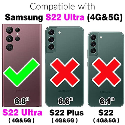 Wallet Case for Samsung Galaxy S22 Ultra 5G with Detachable Wrist Strap, 9+ Card Slots Zipper Purse, Luxury PU Leather Stand Full Body Phone Cover for S22ultra 22S S 22 S22ultra5g 6.8 White | Wrist/Shoulder Strap, 9+ Card Slot, Luxury PU Leather, Full Bod