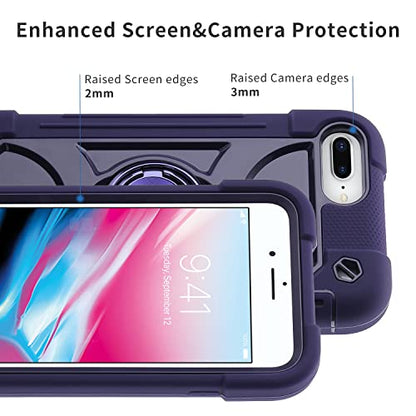 MARKILL Compatible with iPhone 8 Plus/6 Plus Case,iPhone 7 Plus case/iPhone 6S Plus Case 5.5 Inch with Ring Stand, Heavy-Duty Military Grade Shockproof Phone Cover. - color: Deep Purple, size: iPhone 8 Plus/iPhone 7 Plus/6S Plus/6 Plus 5.5"