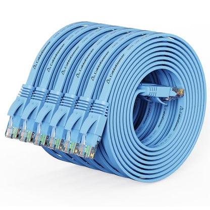 CableGeeker Cat 6 Flat Ethernet Cable 7ft 6Pack, 10Gbps, Blue - color: Blue-Flat, size: 7ft