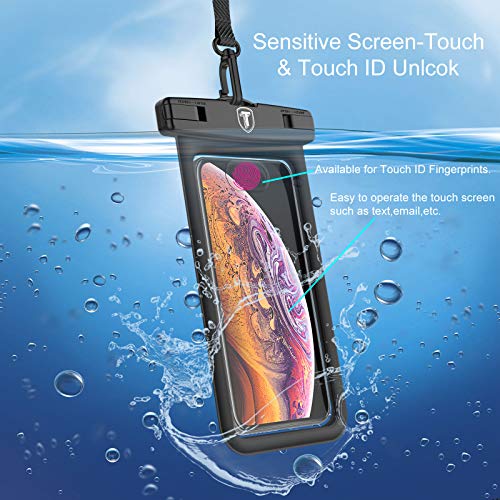 Floating Waterproof Phone Pouch with Lanyard and Armband Dry Bag Holder Underwater Case for Motorola Moto G Power G Stylus G Play E E6 One 5G G7 Power G7 Play G6 Z4 Z3, Black